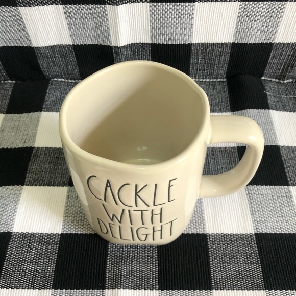 Rae Dunn “CACKLE WITH DELIGHT” Two Sided Mug Witch Hat Print on the Back - Picture 4 of 7